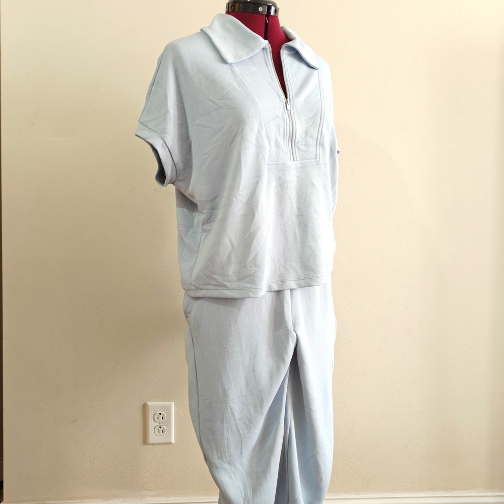 Express Womens Tracksuit Matching Set Blue 2 Piece Loungewear Top Joggers Small